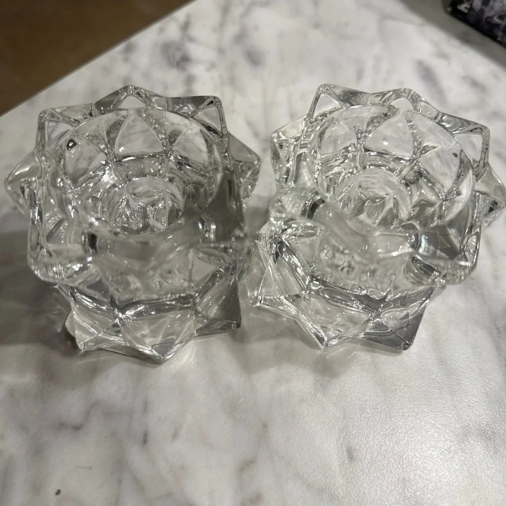 Mikasa Starburst Crystal Votive Candle Holder Pair Home Beautiful QQ085/339